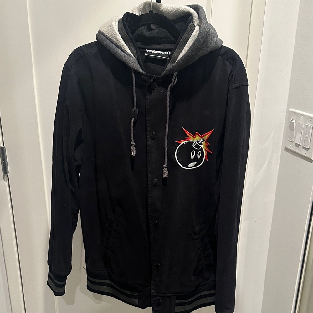 The Hundreds Black and Gray Bomber Jacket